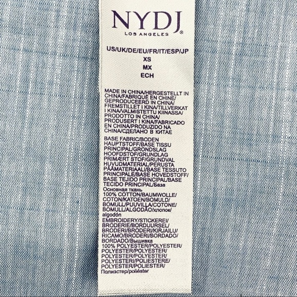 NWT NYDJ Cotton Eyelet Embroidered Blue Chambray Top XS - Picture 10 of 11